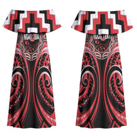 Aotearoa Ngati Toa Personalised Couples Matching Off Shoulder Maxi Dress and Hawaiian Shirt Maori Iwi Poutama Puhoro Tattoo LT14 - Polynesian Pride