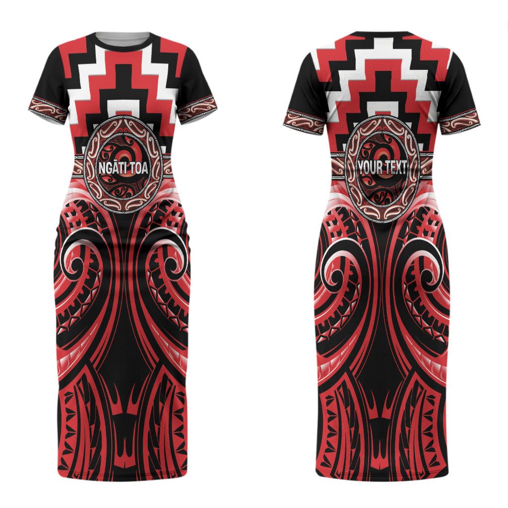 Aotearoa Ngati Toa Personalised Couples Matching Short Sleeve Bodycon Dress and Hawaiian Shirt Maori Iwi Poutama Puhoro Tattoo LT14 - Polynesian Pride