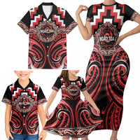 Aotearoa Ngati Toa Personalised Family Matching Short Sleeve Bodycon Dress and Hawaiian Shirt Maori Iwi Poutama Puhoro Tattoo LT14 - Polynesian Pride
