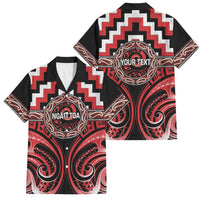 Aotearoa Ngati Toa Personalised Family Matching Short Sleeve Bodycon Dress and Hawaiian Shirt Maori Iwi Poutama Puhoro Tattoo LT14 Dad's Shirt - Short Sleeve Red - Polynesian Pride