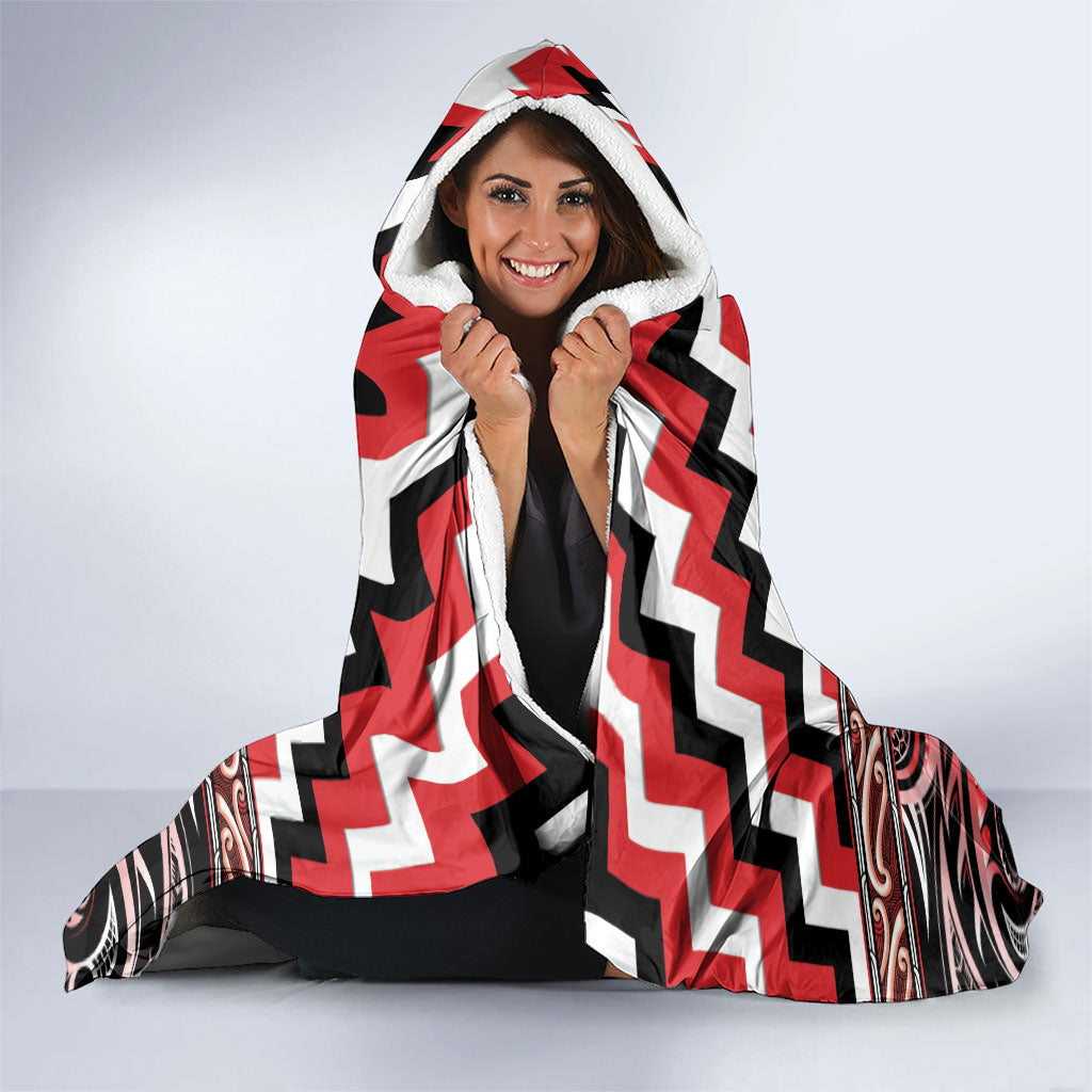 Aotearoa Ngati Toa Hooded Blanket Maori Iwi Poutama Puhoro Tattoo LT14 - Polynesian Pride