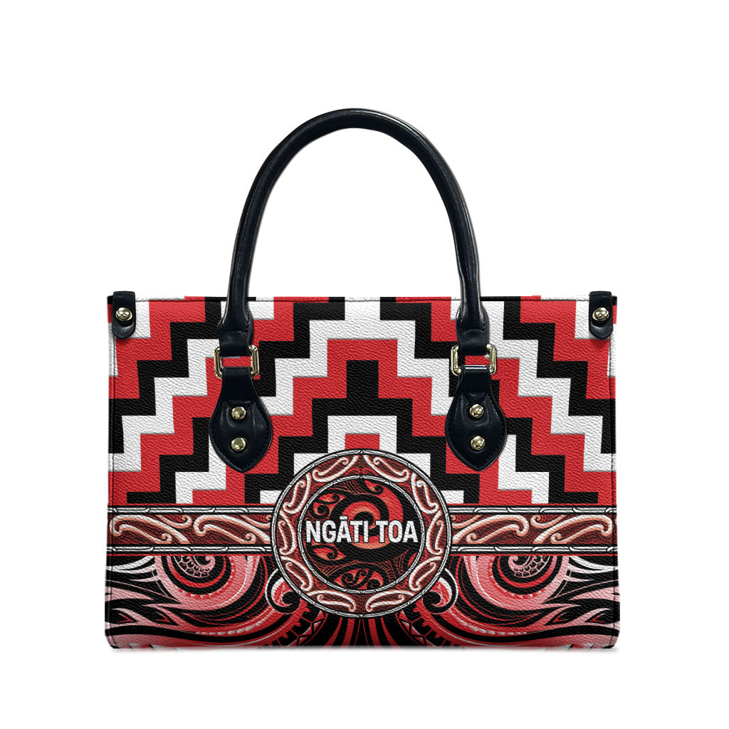 Aotearoa Ngati Toa Leather Bag Maori Iwi Poutama Puhoro Tattoo LT14 - Polynesian Pride