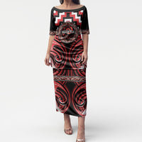 Aotearoa Ngati Toa Personalised Puletasi Maori Iwi Poutama Puhoro Tattoo LT14 Long Dress Red - Polynesian Pride