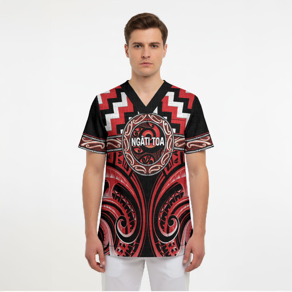 Aotearoa Ngati Toa Personalised Scrub Top Maori Iwi Poutama Puhoro Tattoo LT14 - Polynesian Pride