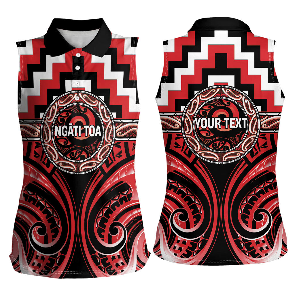 Aotearoa Ngati Toa Personalised Women Sleeveless Polo Shirt Maori Iwi Poutama Puhoro Tattoo LT14 - Polynesian Pride