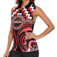 Aotearoa Ngati Toa Personalised Women Sleeveless Polo Shirt Maori Iwi Poutama Puhoro Tattoo LT14 - Polynesian Pride