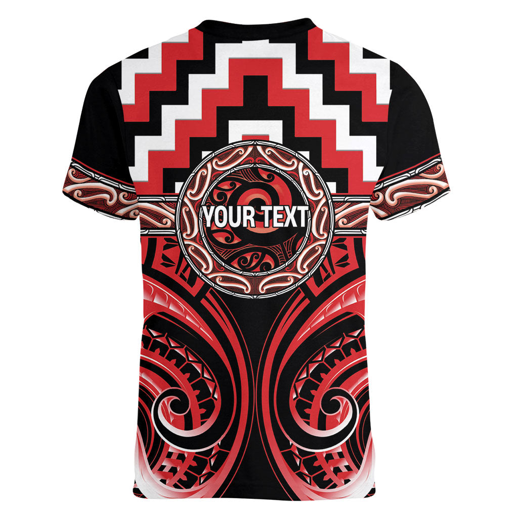 Aotearoa Ngati Toa Personalised Women V-Neck T-Shirt Maori Iwi Poutama Puhoro Tattoo LT14 - Polynesian Pride