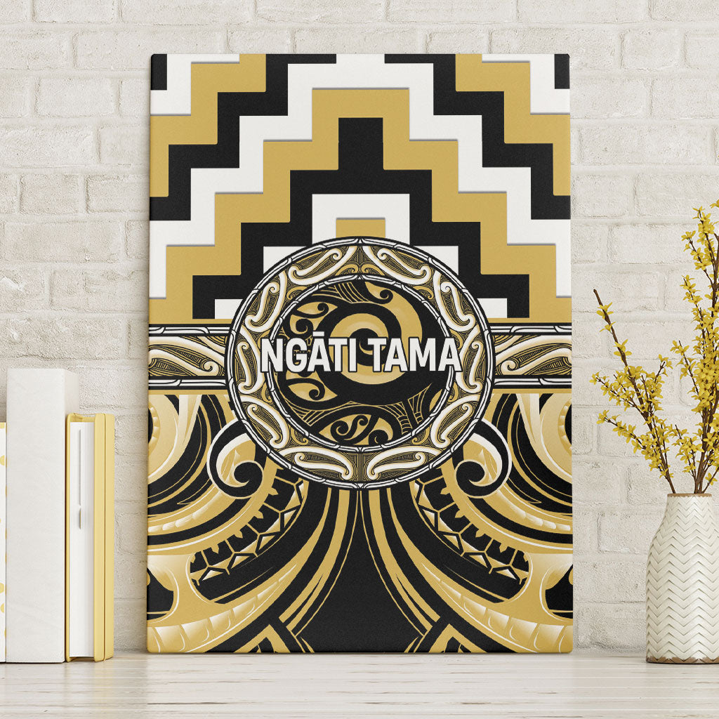 Aotearoa Ngati Tama Canvas Wall Art Maori Iwi Poutama Puhoro Tattoo LT14 Without Frame Yellow - Polynesian Pride