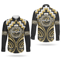 Aotearoa Ngati Tama Personalised Couples Matching Mermaid Dress and Long Sleeve Button Shirt Maori Iwi Poutama Puhoro Tattoo LT14 - Polynesian Pride