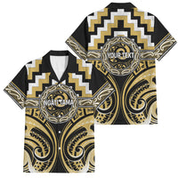 Aotearoa Ngati Tama Personalised Family Matching Off The Shoulder Long Sleeve Dress and Hawaiian Shirt Maori Iwi Poutama Puhoro Tattoo LT14 Dad's Shirt - Short Sleeve Yellow - Polynesian Pride