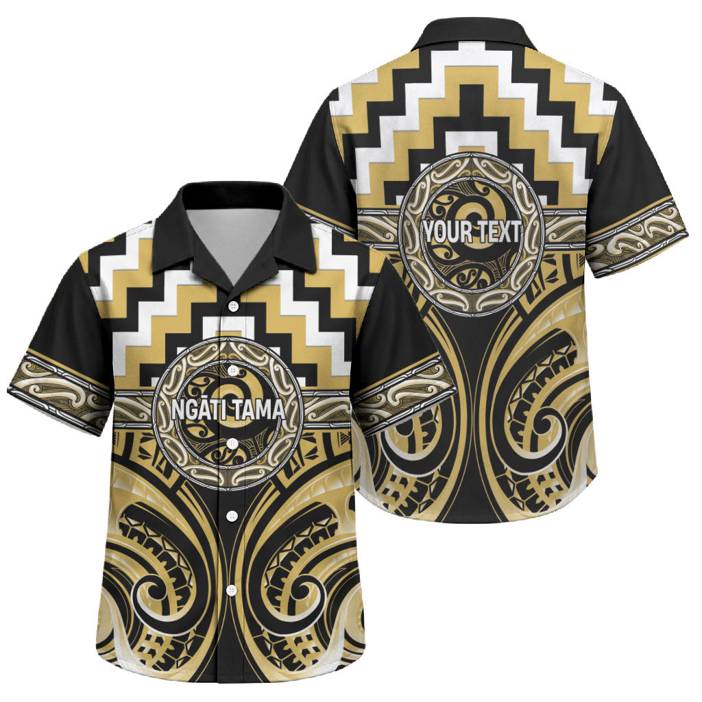 Aotearoa Ngati Tama Personalised Family Matching Off Shoulder Maxi Dress and Hawaiian Shirt Maori Iwi Poutama Puhoro Tattoo LT14 Son's Shirt Yellow - Polynesian Pride