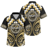 Aotearoa Ngati Tama Personalised Family Matching Off Shoulder Short Dress and Hawaiian Shirt Maori Iwi Poutama Puhoro Tattoo LT14 Son's Shirt Yellow - Polynesian Pride