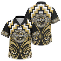 Aotearoa Ngati Tama Personalised Family Matching Short Sleeve Bodycon Dress and Hawaiian Shirt Maori Iwi Poutama Puhoro Tattoo LT14 Son's Shirt Yellow - Polynesian Pride