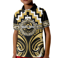 Aotearoa Ngati Tama Personalised Kid Polo Shirt Maori Iwi Poutama Puhoro Tattoo LT14 Kid Yellow - Polynesian Pride