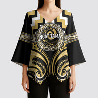 Aotearoa Ngati Tama Personalised Kimono Sleeve Blouse Maori Iwi Poutama Puhoro Tattoo LT14 - Polynesian Pride
