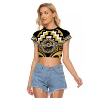 Aotearoa Ngati Tama Personalised Raglan Cropped T Shirt Maori Iwi Poutama Puhoro Tattoo LT14 Female Yellow - Polynesian Pride