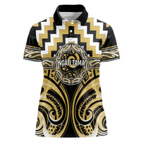 Aotearoa Ngati Tama Personalised Women Polo Shirt Maori Iwi Poutama Puhoro Tattoo LT14 Female Yellow - Polynesian Pride
