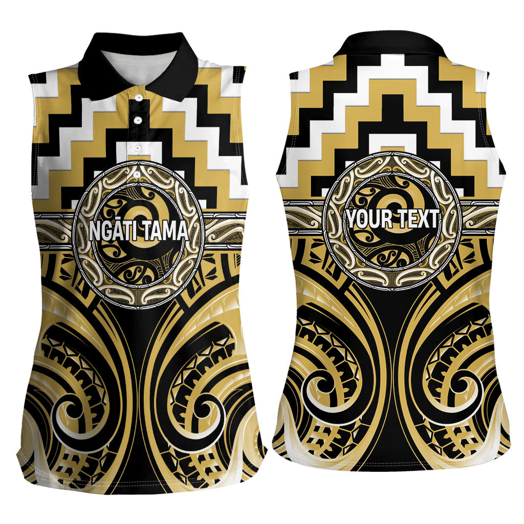 Aotearoa Ngati Tama Personalised Women Sleeveless Polo Shirt Maori Iwi Poutama Puhoro Tattoo LT14 - Polynesian Pride