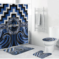 Aotearoa Ngati Ruanui Bathroom Set Maori Iwi Poutama Puhoro Tattoo LT14 Bathroom Set (4 pcs) Blue - Polynesian Pride