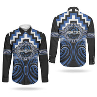 Aotearoa Ngati Ruanui Personalised Couples Matching Puletasi and Long Sleeve Button Shirt Maori Iwi Poutama Puhoro Tattoo LT14 - Polynesian Pride