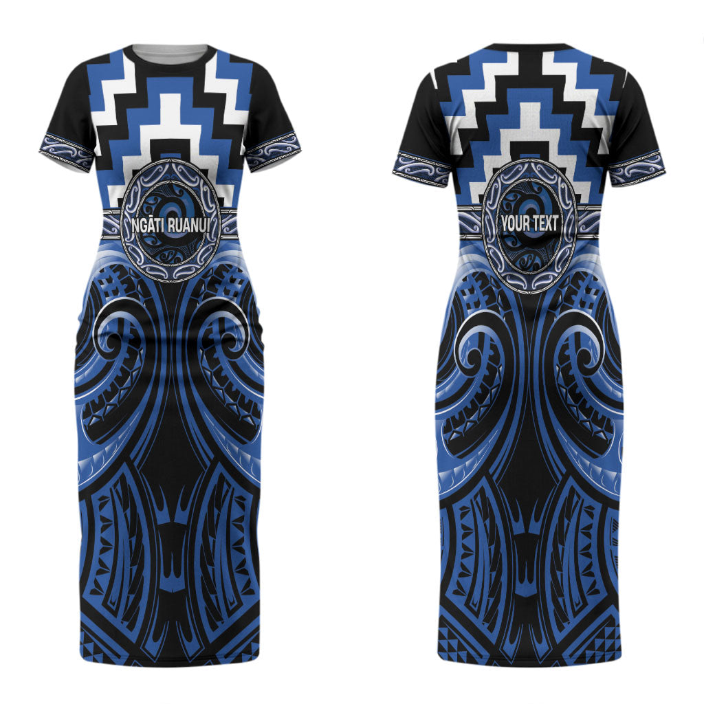 Aotearoa Ngati Ruanui Personalised Couples Matching Short Sleeve Bodycon Dress and Long Sleeve Button Shirt Maori Iwi Poutama Puhoro Tattoo LT14 - Polynesian Pride