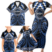Aotearoa Ngati Ruanui Personalised Family Matching Short Sleeve Bodycon Dress and Hawaiian Shirt Maori Iwi Poutama Puhoro Tattoo LT14 - Polynesian Pride