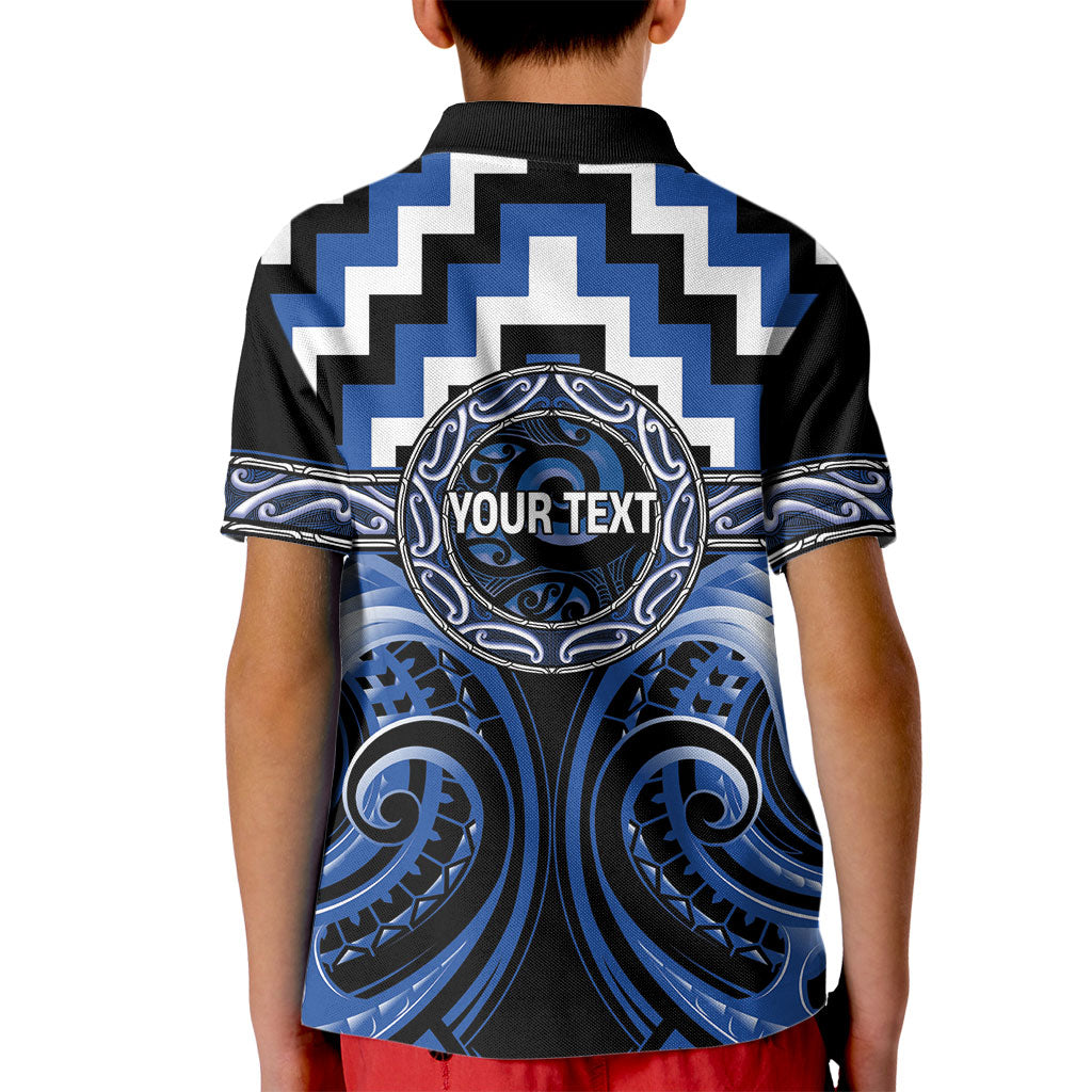 Aotearoa Ngati Ruanui Personalised Kid Polo Shirt Maori Iwi Poutama Puhoro Tattoo LT14 - Polynesian Pride