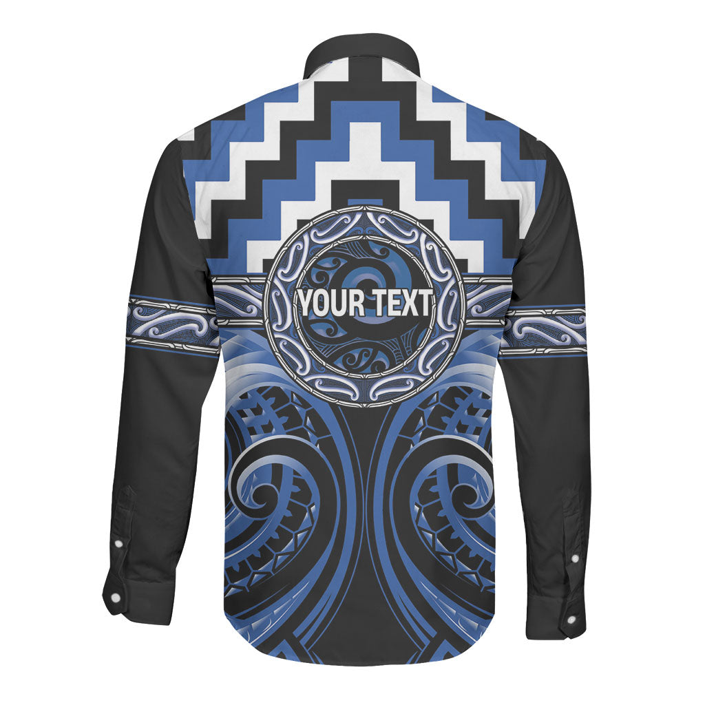 Aotearoa Ngati Ruanui Personalised Long Sleeve Button Shirt Maori Iwi Poutama Puhoro Tattoo LT14 - Polynesian Pride