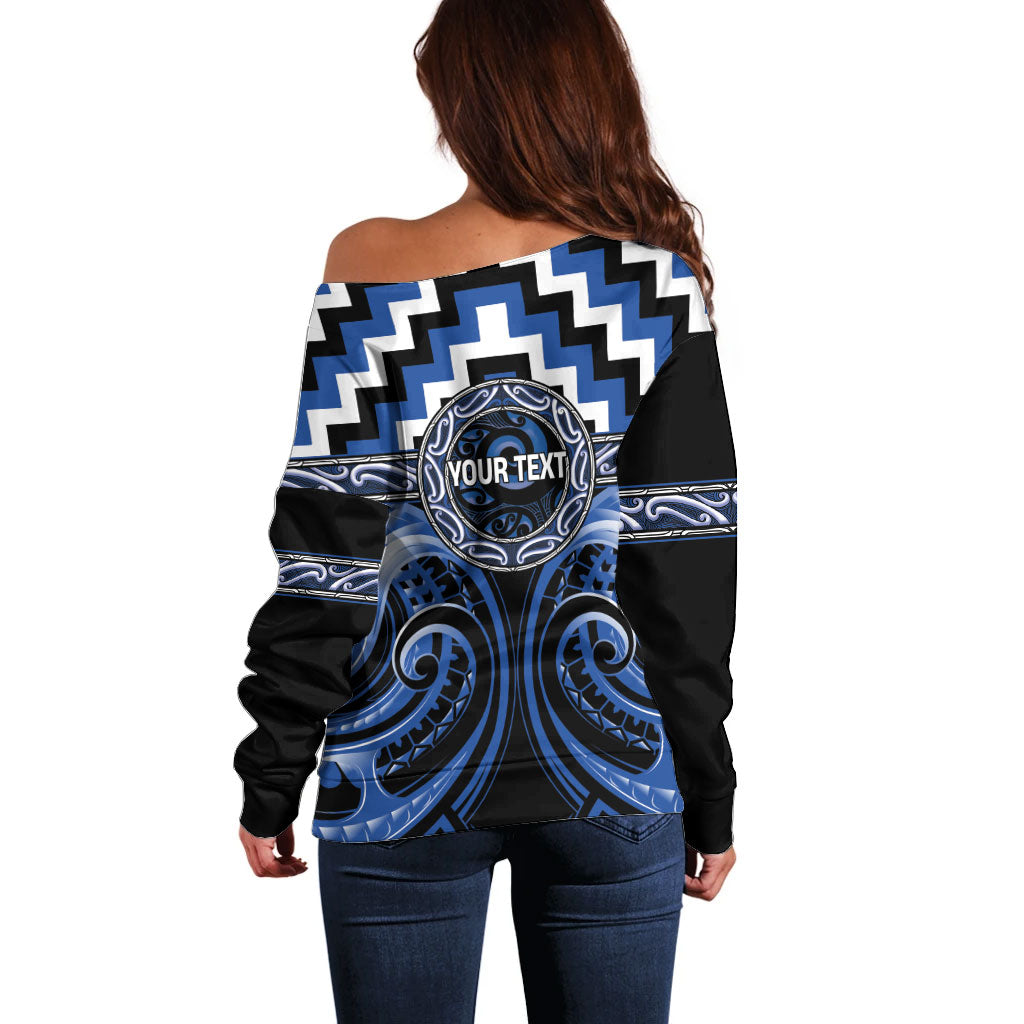 Aotearoa Ngati Ruanui Personalised Off Shoulder Sweater Maori Iwi Poutama Puhoro Tattoo LT14 - Polynesian Pride