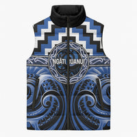 Aotearoa Ngati Ruanui Personalised Sleeveless Puffer Jacket Maori Iwi Poutama Puhoro Tattoo LT14 Unisex Blue - Polynesian Pride