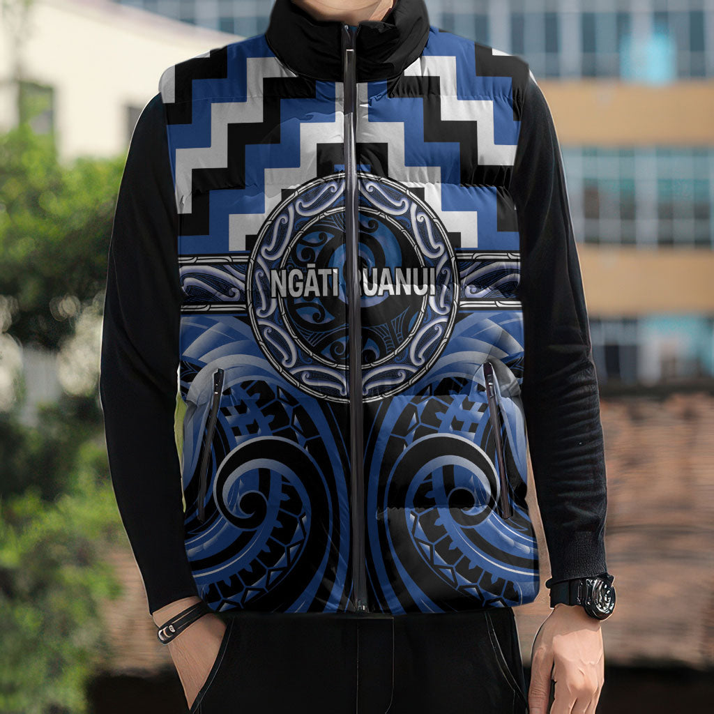 Aotearoa Ngati Ruanui Personalised Sleeveless Puffer Jacket Maori Iwi Poutama Puhoro Tattoo LT14 - Polynesian Pride