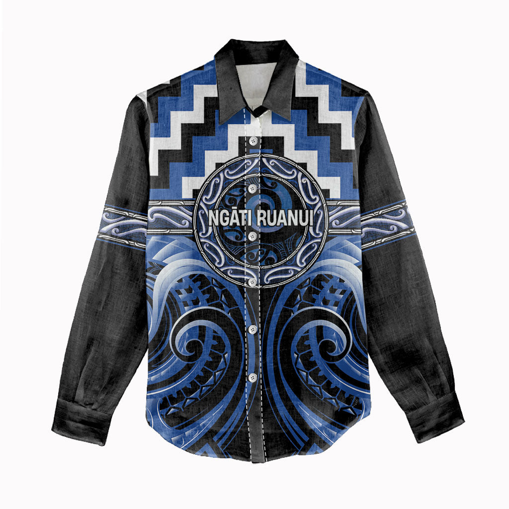 Aotearoa Ngati Ruanui Personalised Women Casual Shirt Maori Iwi Poutama Puhoro Tattoo LT14 - Polynesian Pride