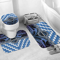 Aotearoa Ngaruahine Bathroom Set Maori Iwi Poutama Puhoro Tattoo LT14 Mat Set Only (3 pcs) One Size Blue - Polynesian Pride