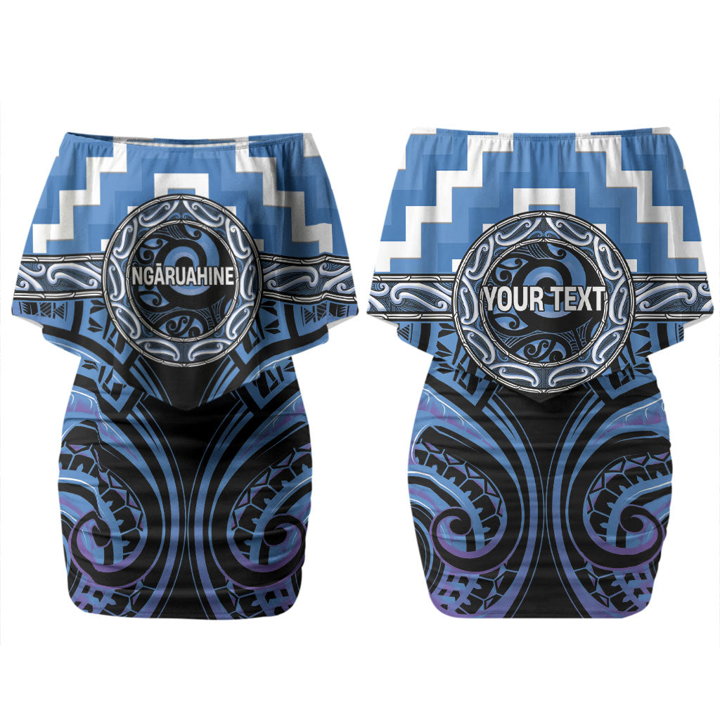Aotearoa Ngaruahine Personalised Couples Matching Off Shoulder Short Dress and Hawaiian Shirt Maori Iwi Poutama Puhoro Tattoo LT14 - Polynesian Pride