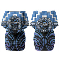Aotearoa Ngaruahine Personalised Couples Matching Off Shoulder Short Dress and Long Sleeve Button Shirt Maori Iwi Poutama Puhoro Tattoo LT14 - Polynesian Pride
