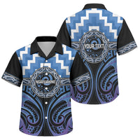 Aotearoa Ngaruahine Personalised Family Matching Mermaid Dress and Hawaiian Shirt Maori Iwi Poutama Puhoro Tattoo LT14 Son's Shirt Blue - Polynesian Pride
