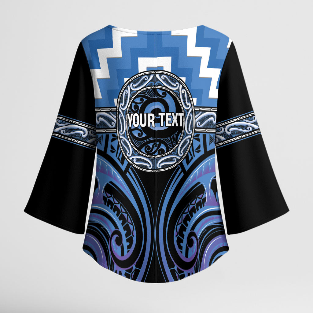 Aotearoa Ngaruahine Personalised Kimono Sleeve Blouse Maori Iwi Poutama Puhoro Tattoo LT14 - Polynesian Pride