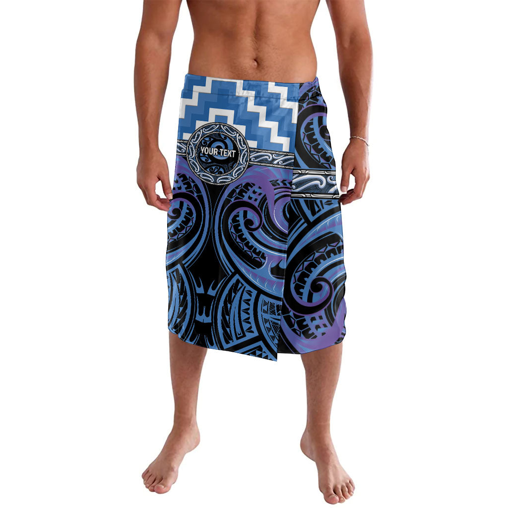 Aotearoa Ngaruahine Personalised Lavalava Maori Iwi Poutama Puhoro Tattoo LT14 Blue - Polynesian Pride