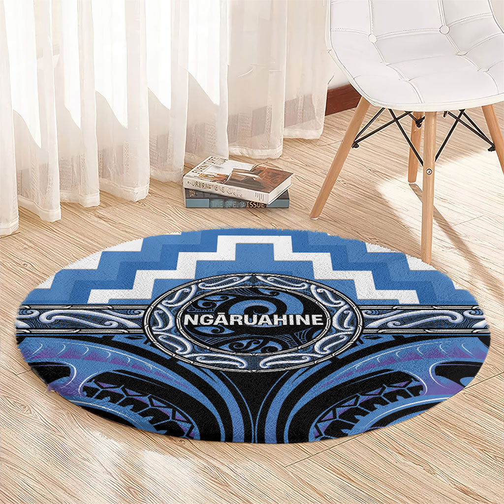 Aotearoa Ngaruahine Round Carpet Maori Iwi Poutama Puhoro Tattoo LT14 - Polynesian Pride