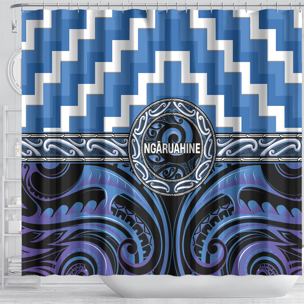 Aotearoa Ngaruahine Shower Curtain Maori Iwi Poutama Puhoro Tattoo LT14 - Polynesian Pride