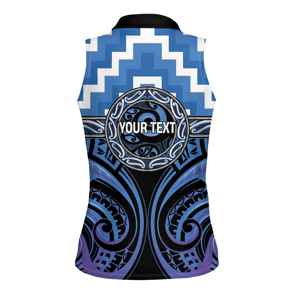 Aotearoa Ngaruahine Personalised Women Sleeveless Polo Shirt Maori Iwi Poutama Puhoro Tattoo LT14 - Polynesian Pride