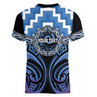 Aotearoa Ngaruahine Personalised Women V-Neck T-Shirt Maori Iwi Poutama Puhoro Tattoo LT14 - Polynesian Pride