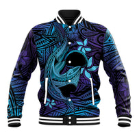 Nukuoro Atoll Baseball Jacket Polynesian Shark Tattoo Purple Gradient Vibes