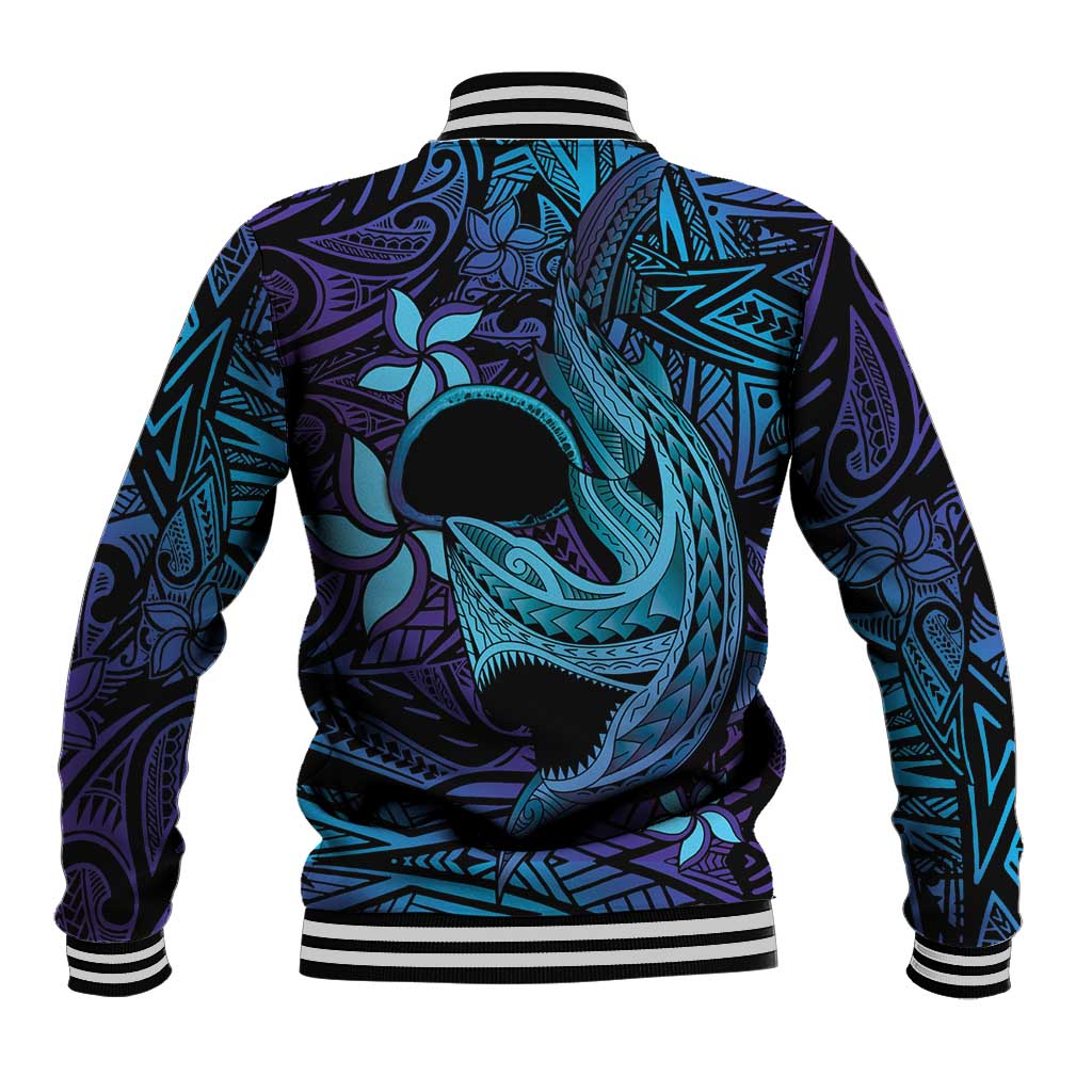 Nukuoro Atoll Baseball Jacket Polynesian Shark Tattoo Purple Gradient Vibes