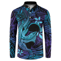 Nukuoro Atoll Button Sweatshirt Polynesian Shark Tattoo Purple Gradient Vibes