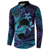 Nukuoro Atoll Button Sweatshirt Polynesian Shark Tattoo Purple Gradient Vibes