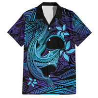 Nukuoro Atoll Family Matching Summer Maxi Dress and Hawaiian Shirt Polynesian Shark Tattoo Purple Gradient Vibes