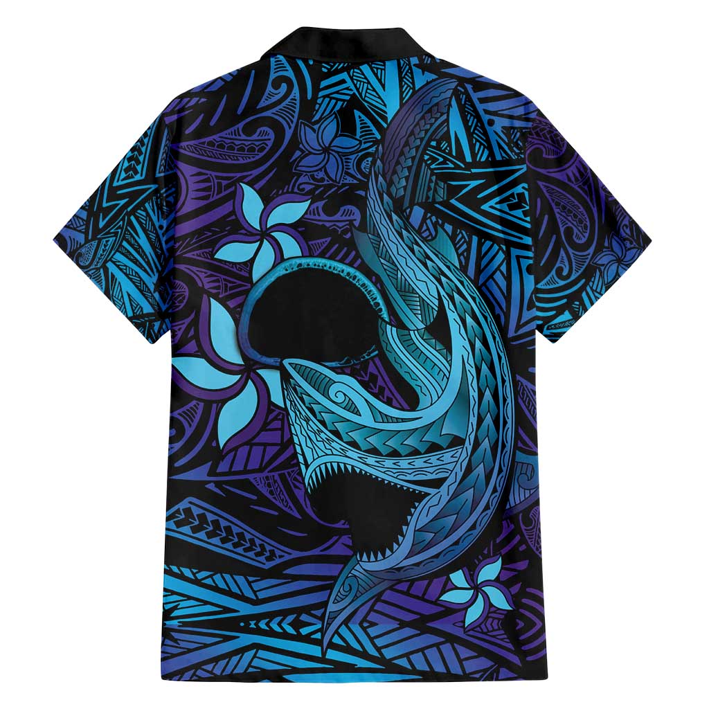 Nukuoro Atoll Family Matching Summer Maxi Dress and Hawaiian Shirt Polynesian Shark Tattoo Purple Gradient Vibes