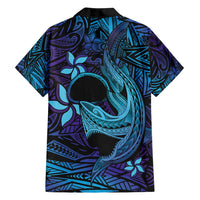Nukuoro Atoll Family Matching Summer Maxi Dress and Hawaiian Shirt Polynesian Shark Tattoo Purple Gradient Vibes