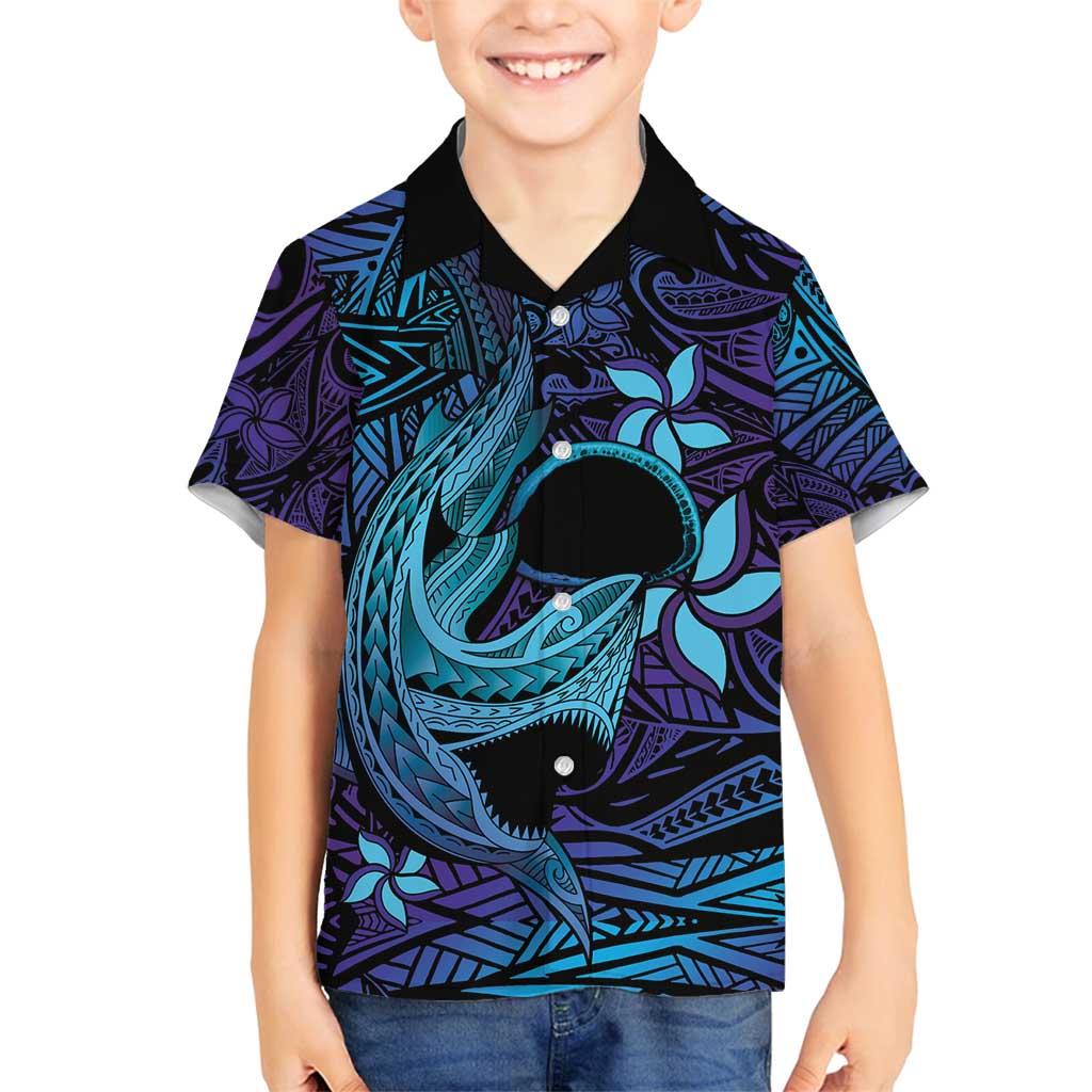 Nukuoro Atoll Family Matching Tank Maxi Dress and Hawaiian Shirt Polynesian Shark Tattoo Purple Gradient Vibes